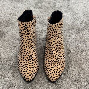 Cityclassified Cheetah Print Pointed Toe Ankle Boots - Tan/Black